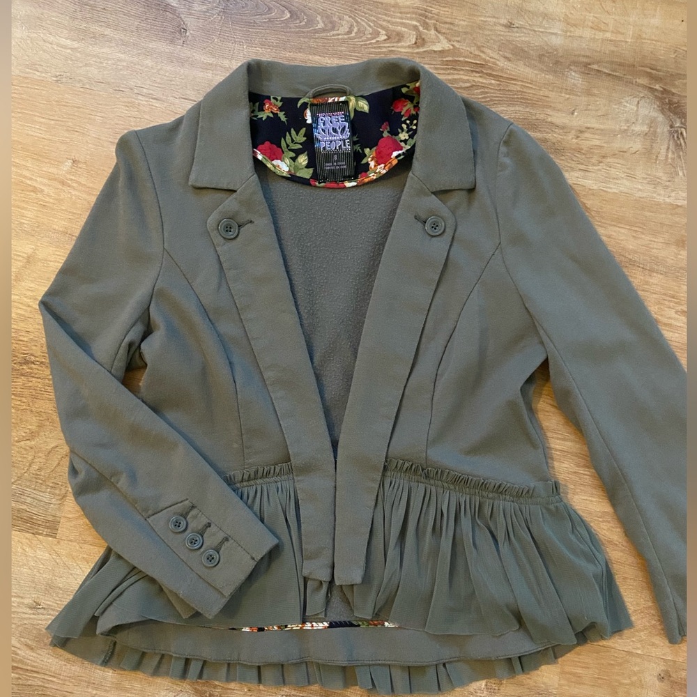 Free People Gray Peplum Blazer